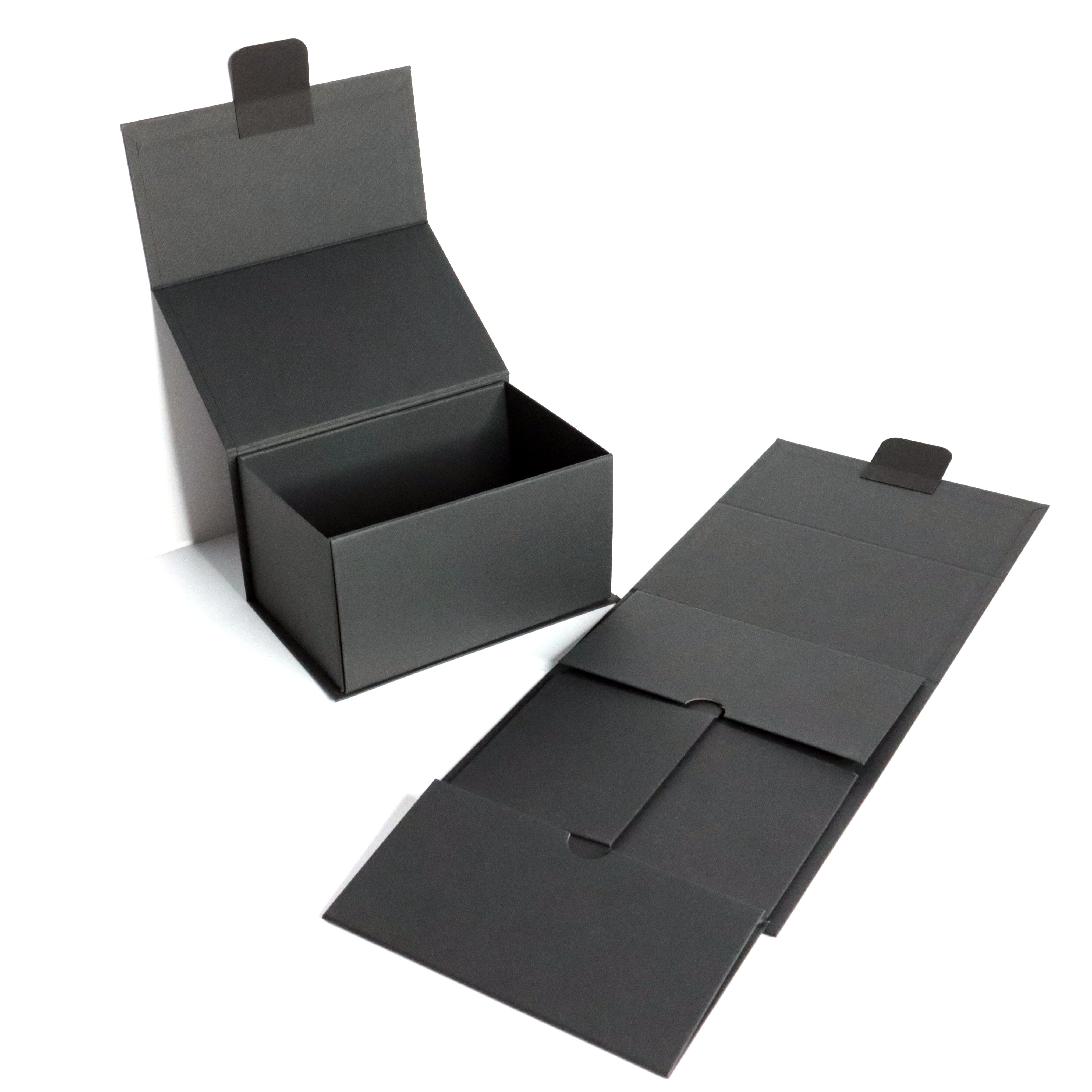 Customized Logo Foldable Black Magnetic Rigid Cardboard Packaging Paper Magnet Gift Box