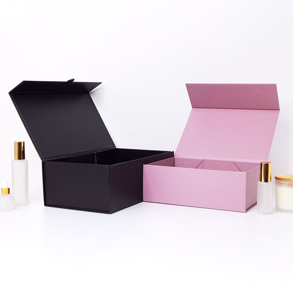 Customized Logo Foldable BlackPink Magnetic Rigid Cardboard Packaging Paper Magnet Gift Box