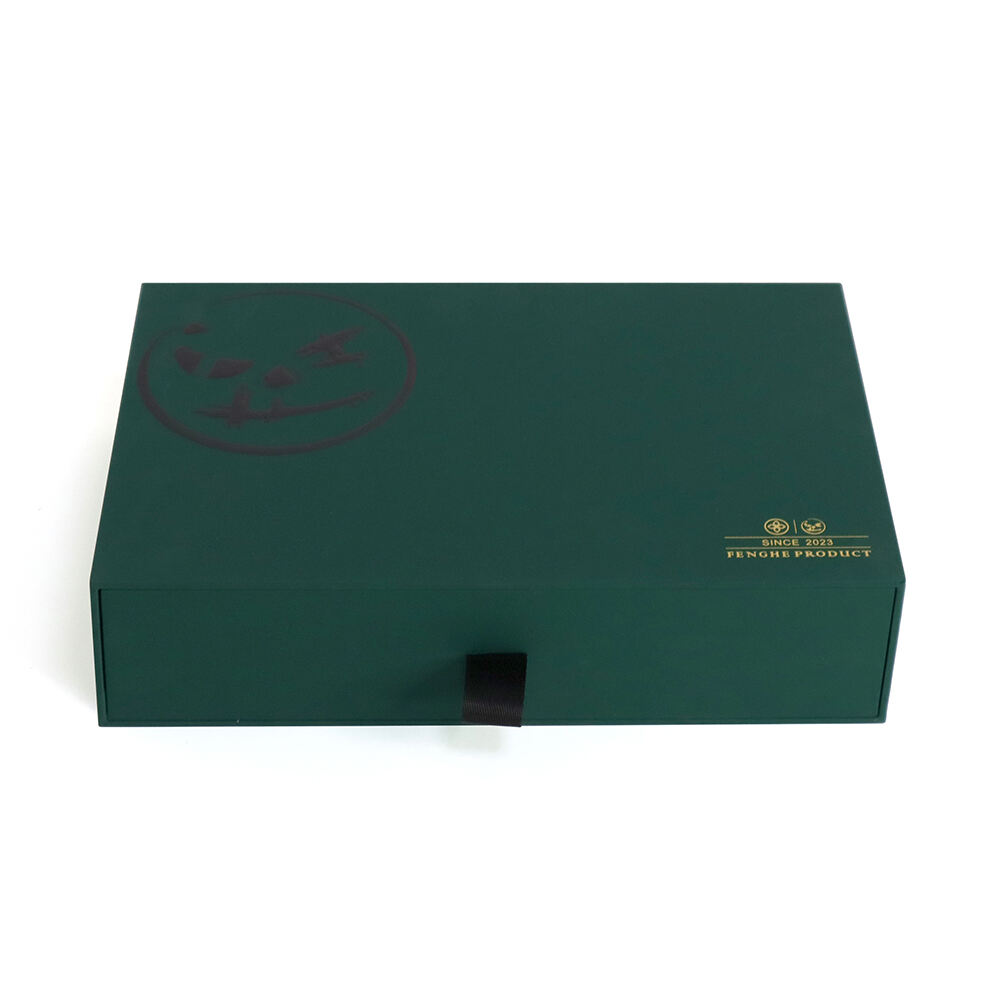 China Factory High Quality Jewelry Giftbox Customized Luxury Paper Packaging Green Drawer Rigid Gift Box