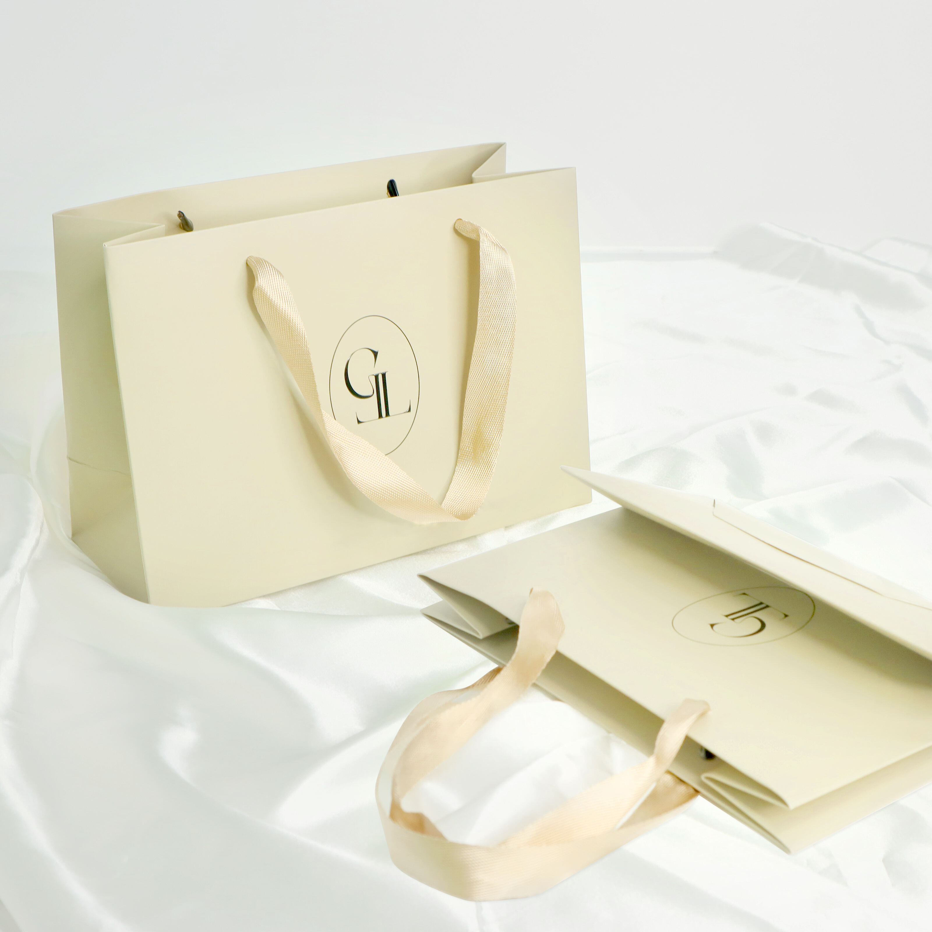 Custom Branded Logo Luxury Paper Packaging Gift Shopping Bag Paper Bag With Ribbon Handle for Clothing details
