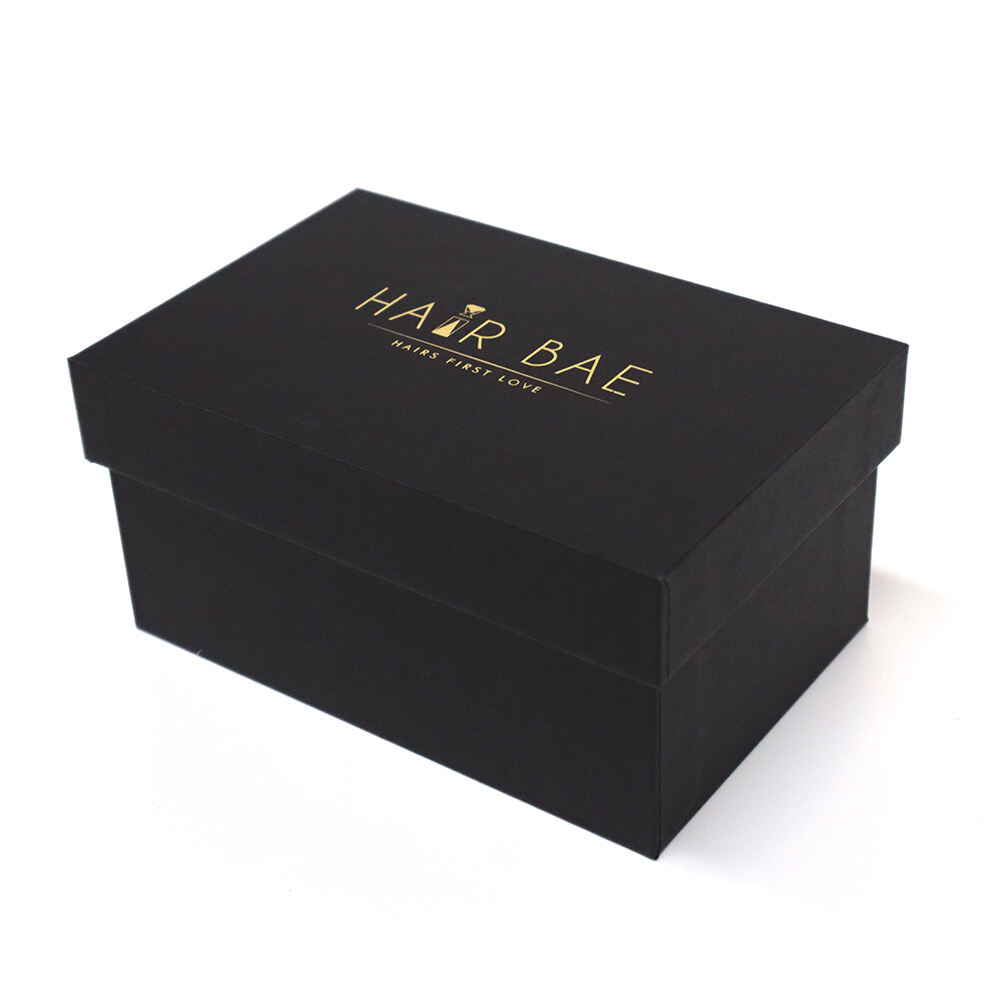 Custom Logo Black Rigid Hard Case Cardboard Packaging Lid and Base Rigid Paper Gift Box