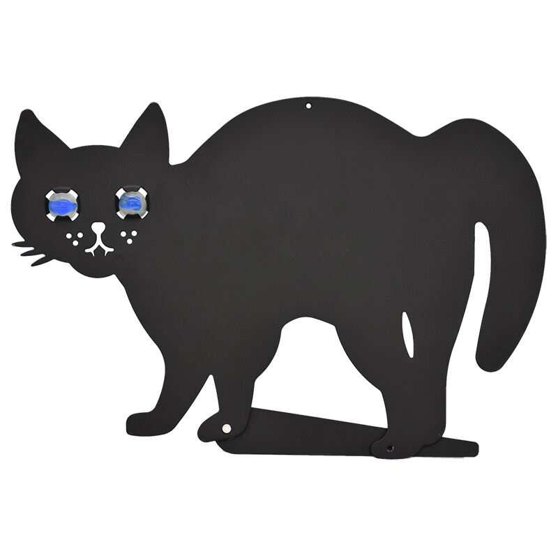 Metal Deterrent Cats Black Cat Silhouette with Reflective Marble Eyes