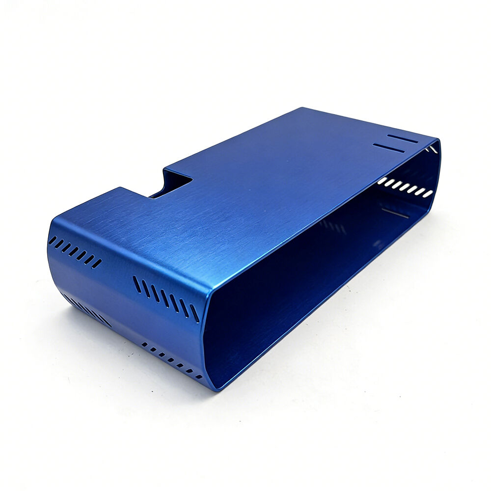 Recipiente Electrónico Personalizado en Aluminio Anodizado e Acero Inoxidable Azul, Estampado, Dobre e Soldadura