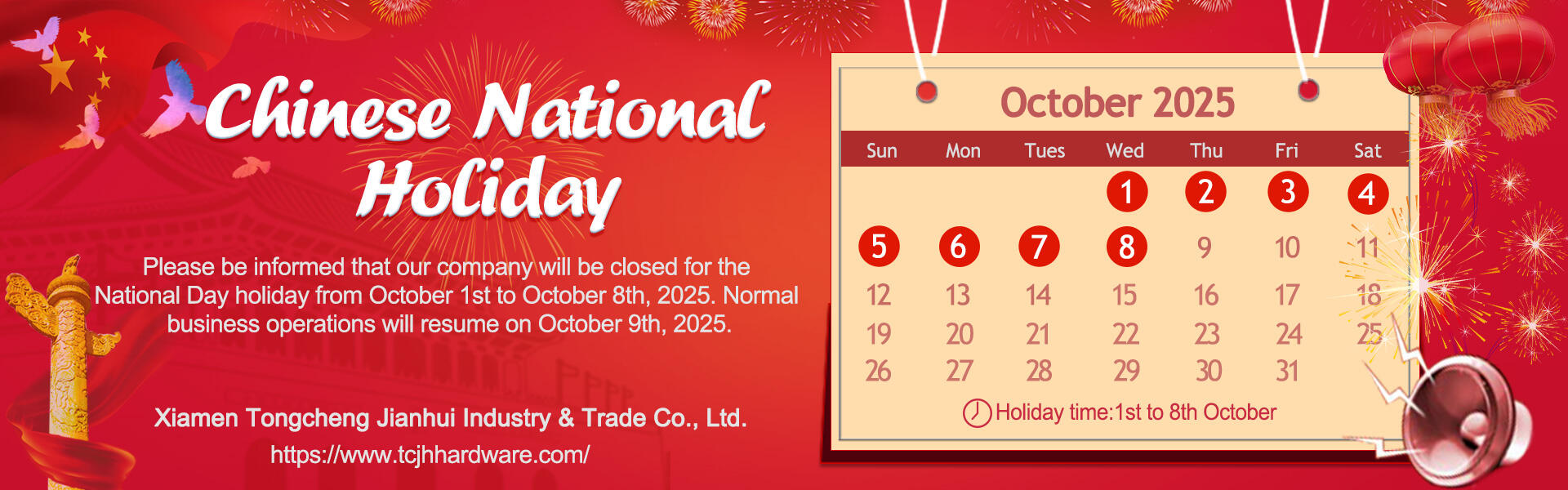 National Day Holiday Notice