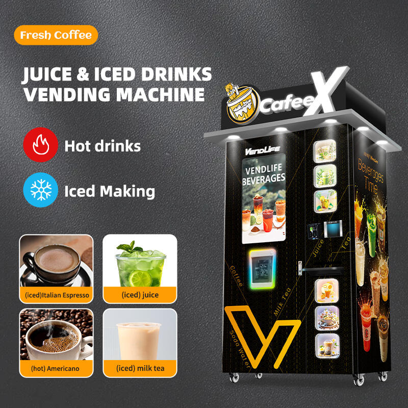 Smart Automatic Ice Maker Hot And Cold Drinking Juice Milk Tea Coffee Vending Machine with Touch Screen