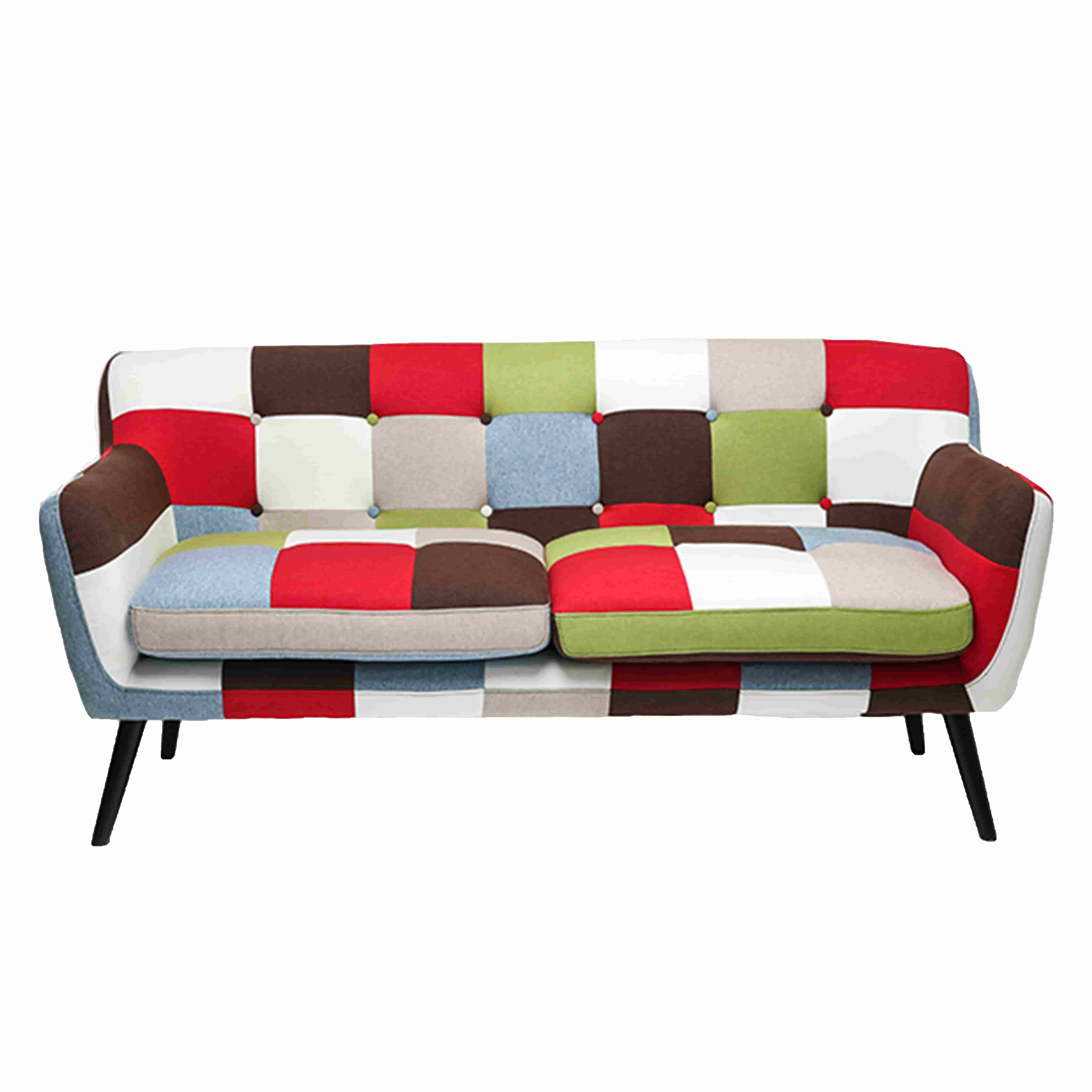 Současné třímístné gaučové sedadlo pro obývací pokoj s patchworkovým potahem z látky – třímístný gauč