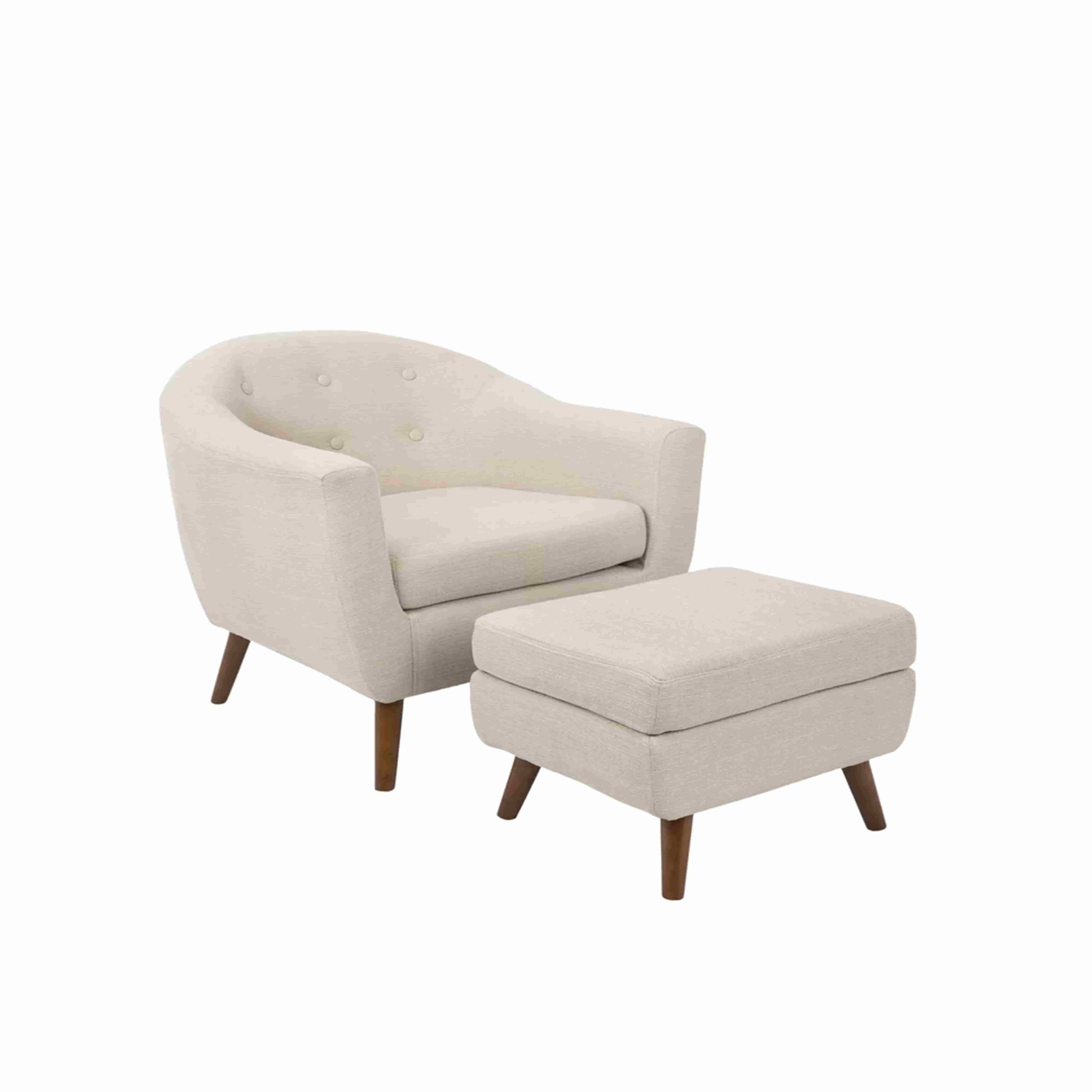 Velkoobchodní akcentové křeslo v moderním designu, lounge a relaxovací nábytek – dlouhé látkové křeslo s podnožkou