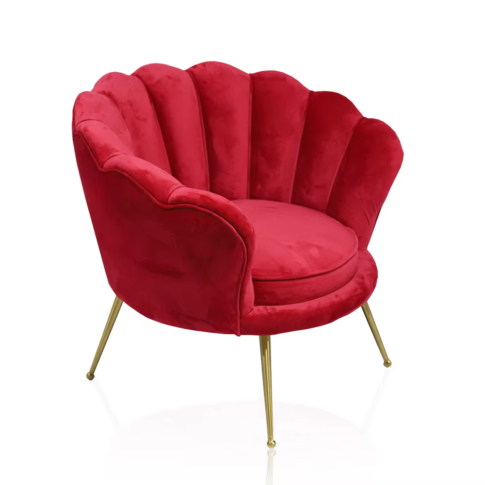 Contemporary Velvet Fabric Upholstered Tufted Dominic Accent Chair with Golden Legs