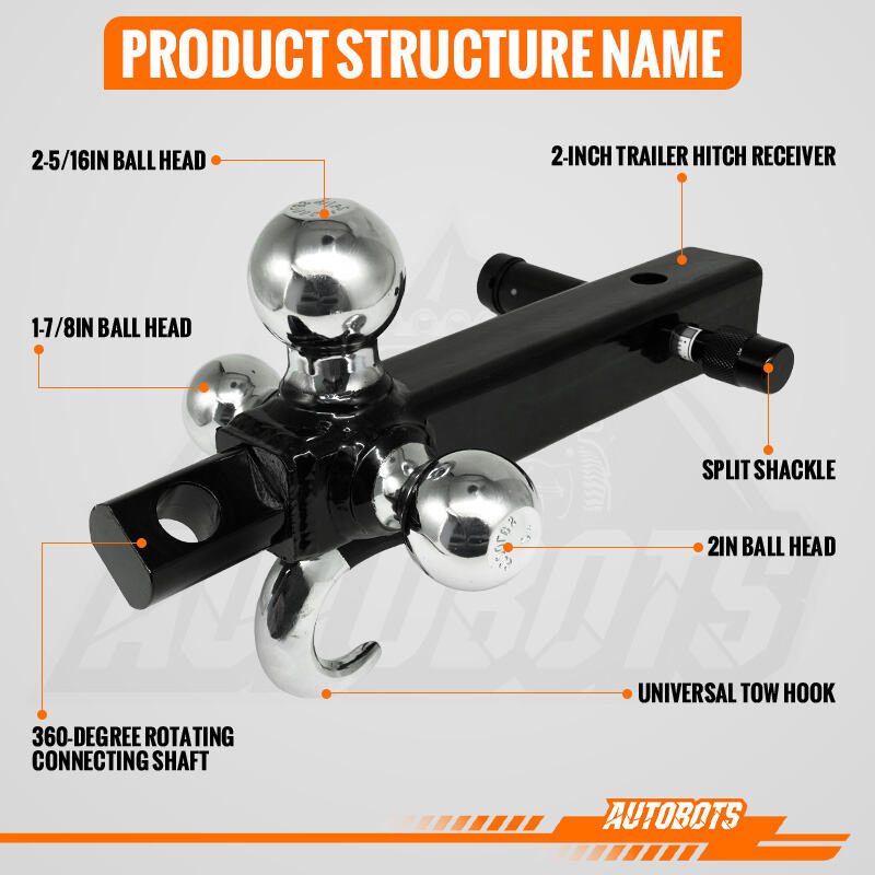 swivel tri ball hitch mount with tow shackle for rv boat trailer 2 inch receiver-4