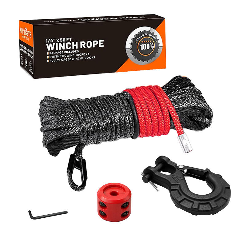 4 winch rope with hook stopper off road recovery kit-1
