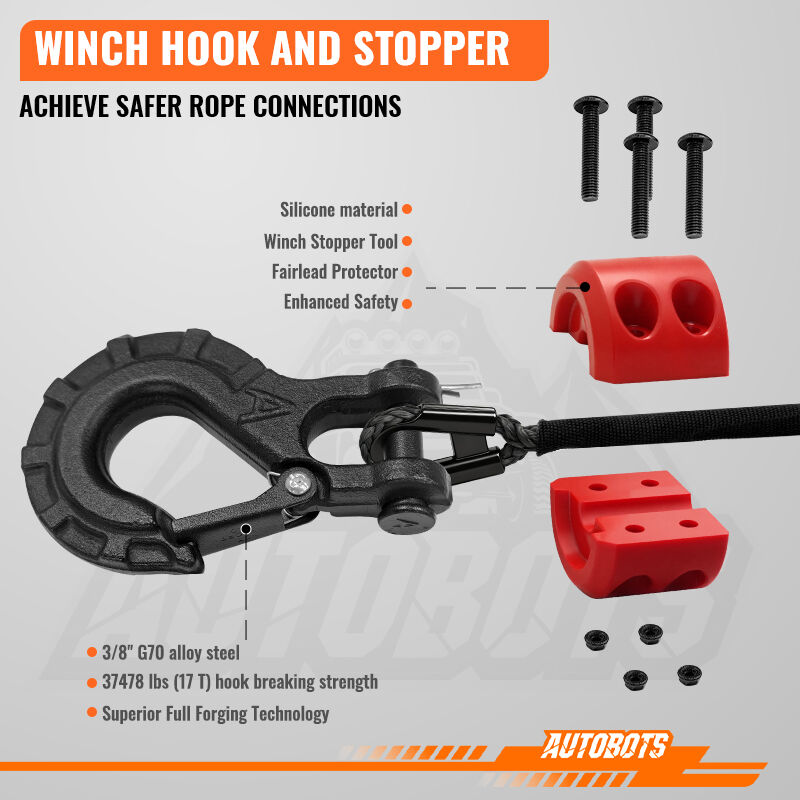 4 winch rope with hook stopper off road recovery kit-6