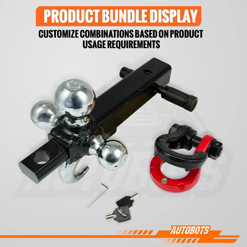 swivel tri ball hitch mount with tow shackle for rv boat trailer 2 inch receiver-2