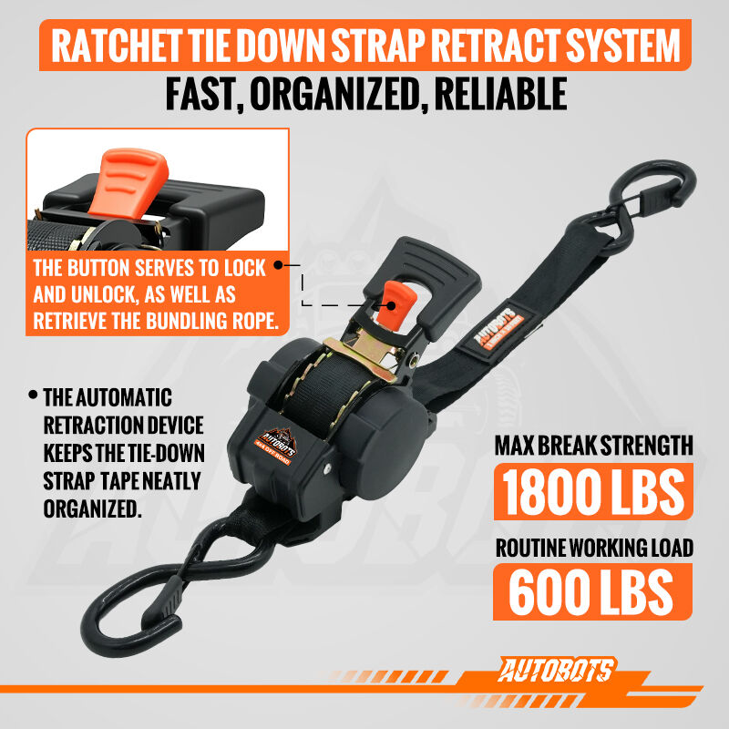 heavy duty ratchet tie down straps 1 inch polyester for truck trailer atv cargo-2