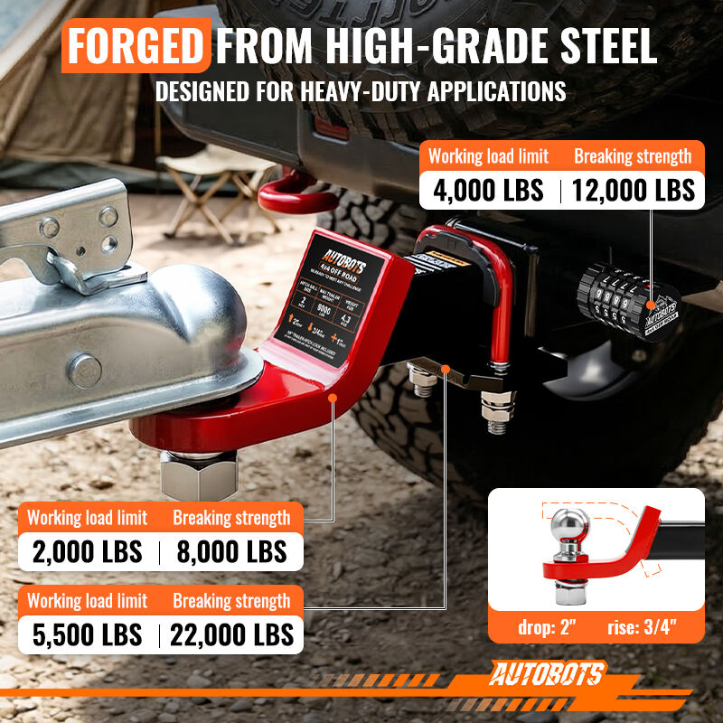 2 trailer ball mount 8000lbs forged steel lock pin hitch tightener for off road rv tow-4