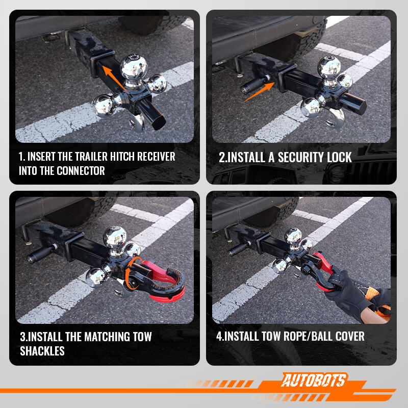 swivel tri ball hitch mount with tow shackle for rv boat trailer 2 inch receiver-5