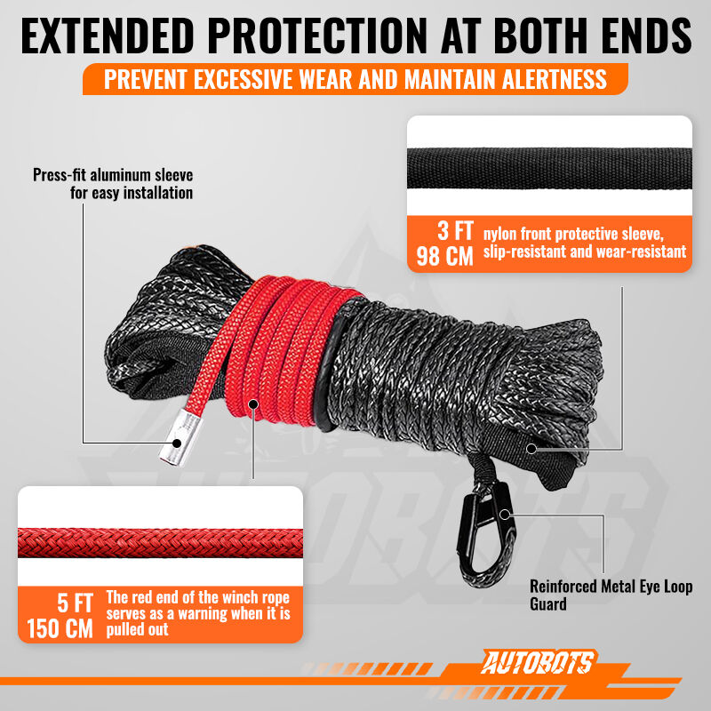 4 winch rope with hook stopper off road recovery kit-2