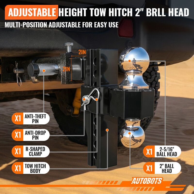 2 adjustable trailer hitch aluminum 8 rise drop 12500lbs ball for truck rv-2
