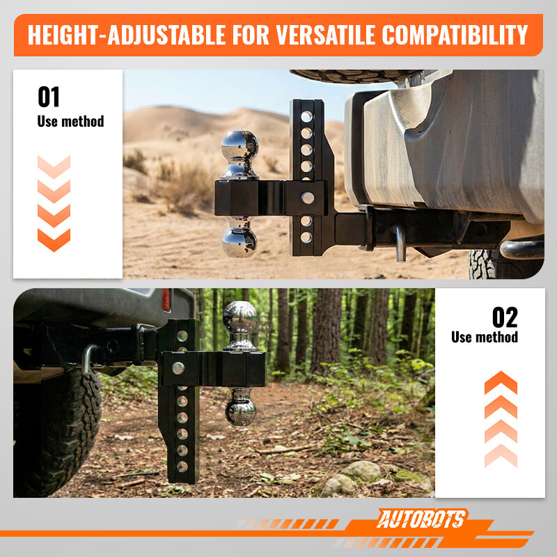 2 adjustable trailer hitch aluminum 8 rise drop 12500lbs ball for truck rv-5