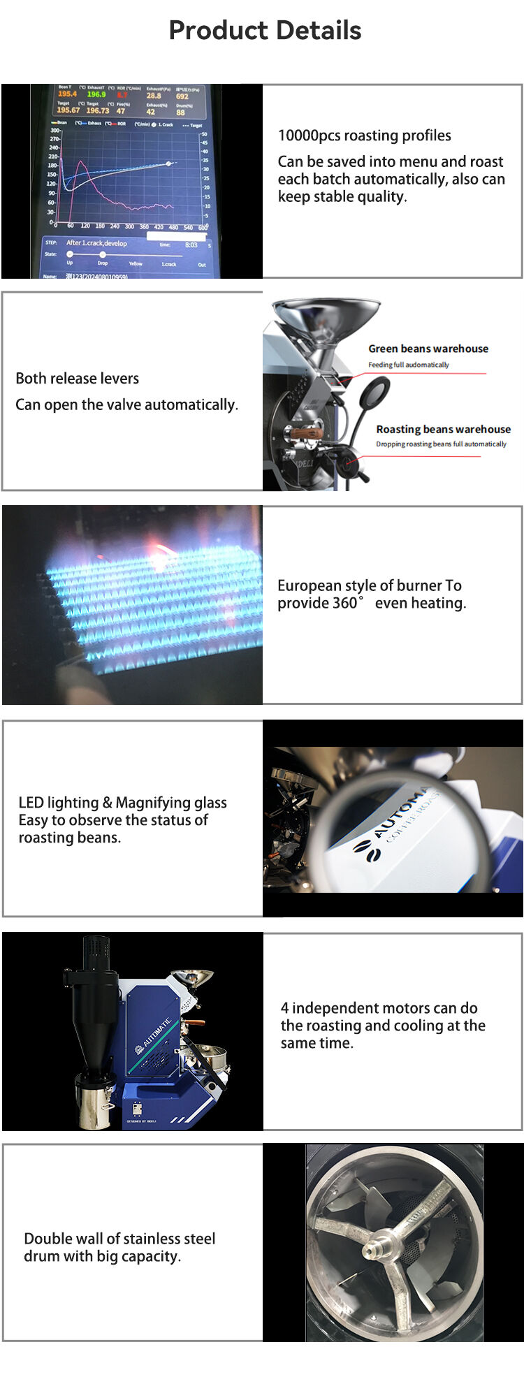 Bideli 1.5KG Gas/Electric Fully Automatic Coffee Roaster/Coffee Roasting Machine manufacture