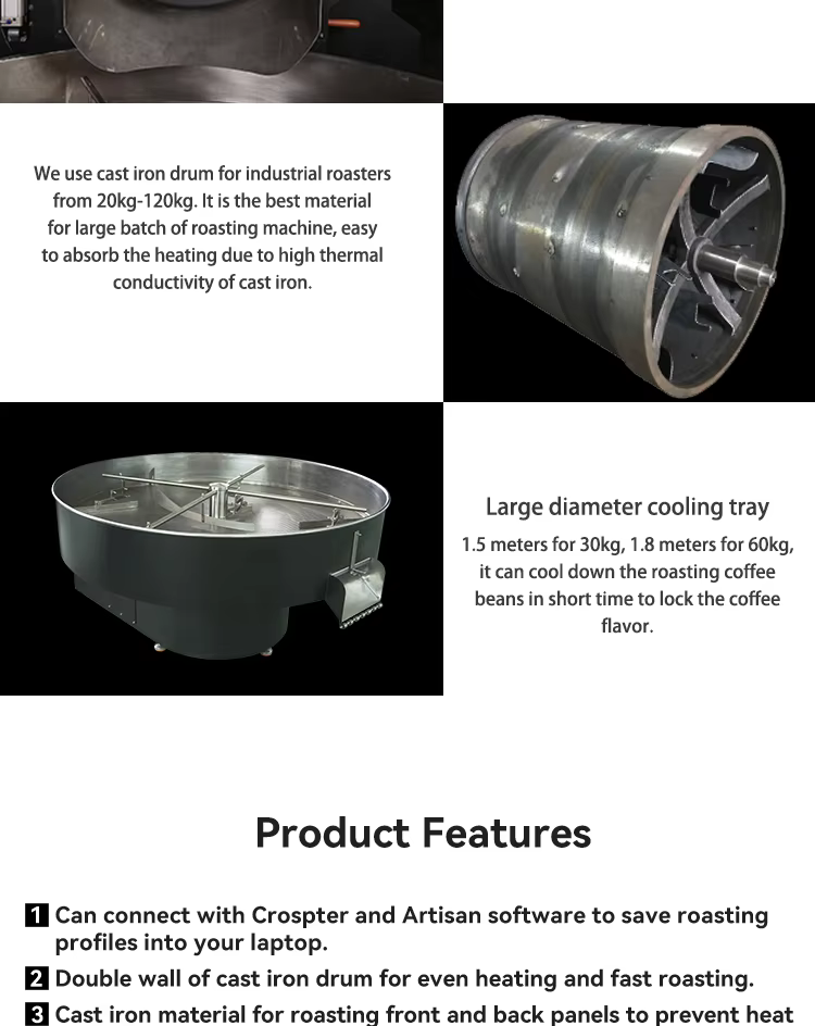 BIDELI最畅销的30千克工业气体咖啡豆烘焙机，咖啡烘焙机