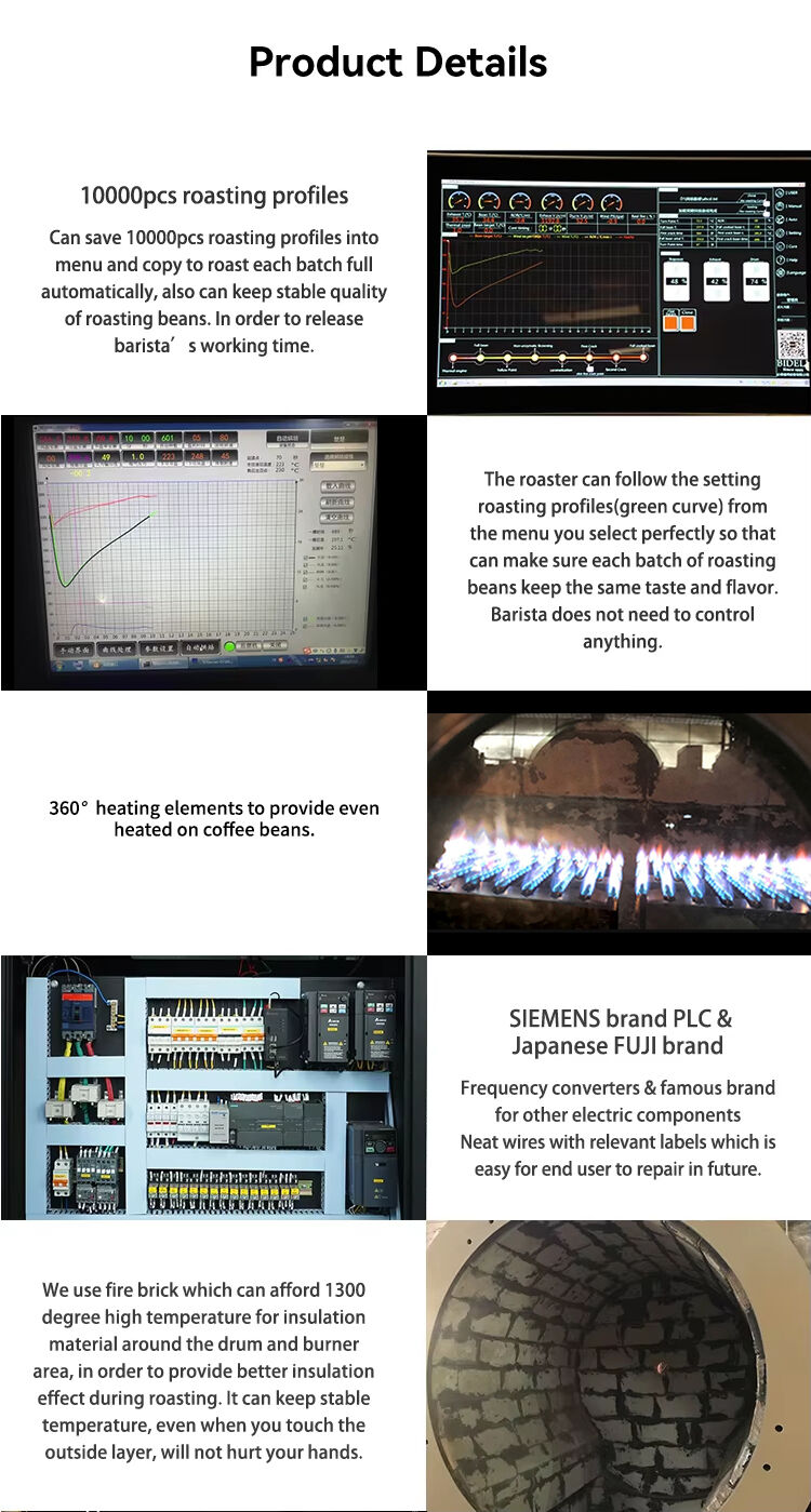 60KG Gas fully automatic Coffee Roaster/coffee roasting machine for industrial used half hot air manufacture