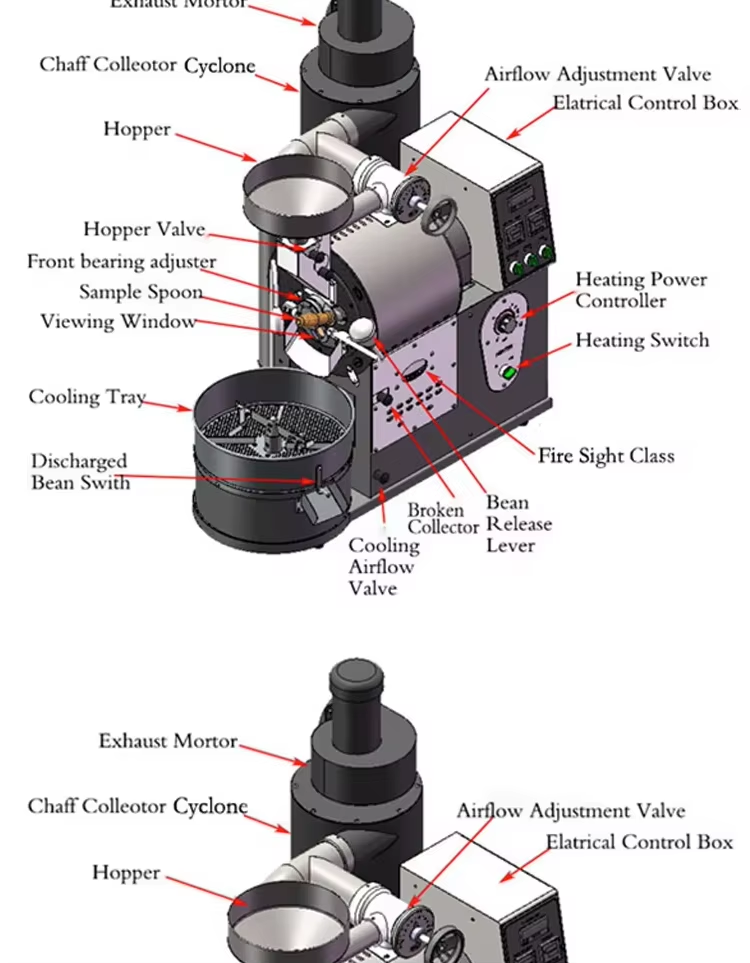 600G Gas Manual Coffee Roaster for Cafe sample roasting machine details