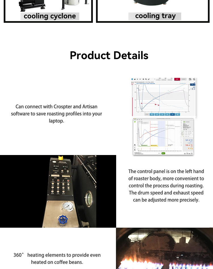 Bideli 60KG Gas Semi-automatic Coffee Roaster/Coffee beans roasting machine with automatic loader & destoner & dust collector details