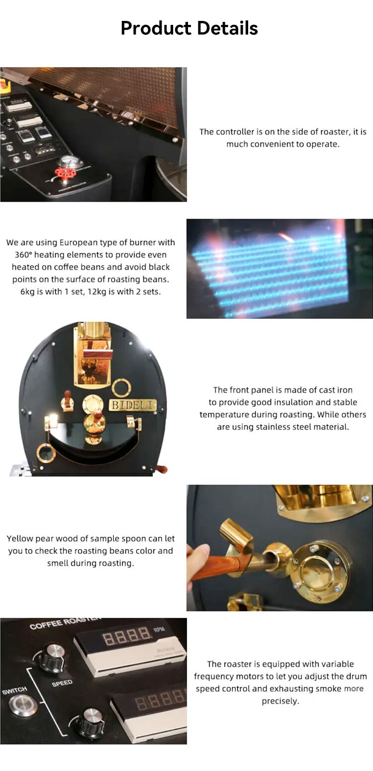 Bideli 12KG Gas type Coffee Roaster/Coffee beans roasting machine with automatic loader factory