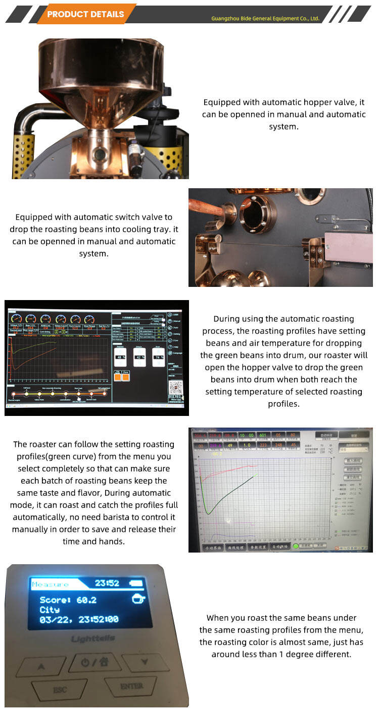 High quality Bideli 4KG Gas Fully Automatic Coffee Roasting/Coffee Roaster Machine details