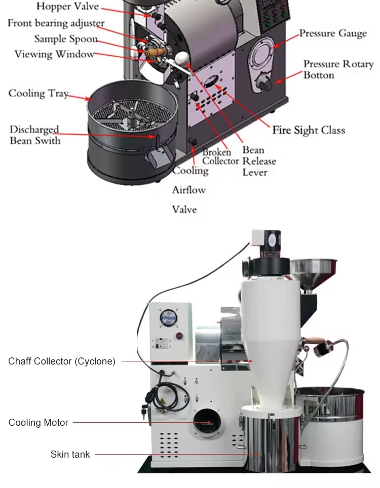 600G Gas Manual Coffee Roaster for Cafe sample roasting machine factory