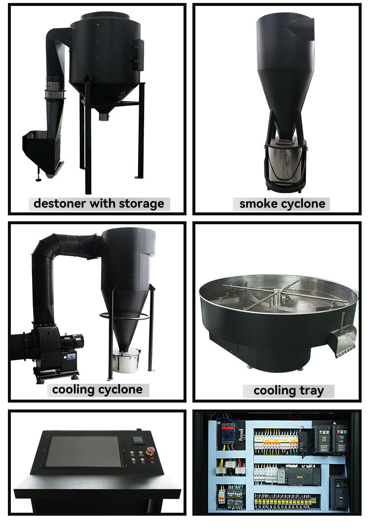 60KG Gas fully automatic Coffee Roaster/coffee roasting machine for industrial used half hot air factory