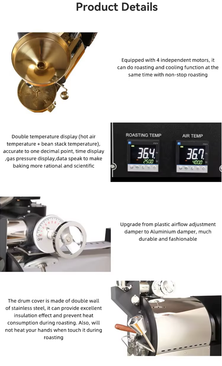 Bideli Professional 3KG Gas Coffee Roaster Machine for commercial used supplier