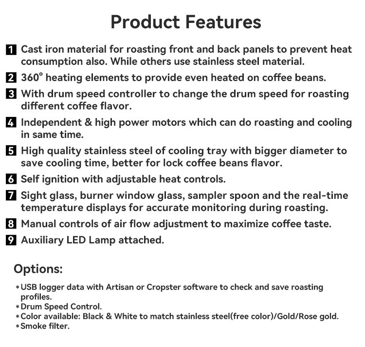 Bideli 1KG Electric Gas Coffee Roaster/coffee bean roasting machine for coffee shop factory