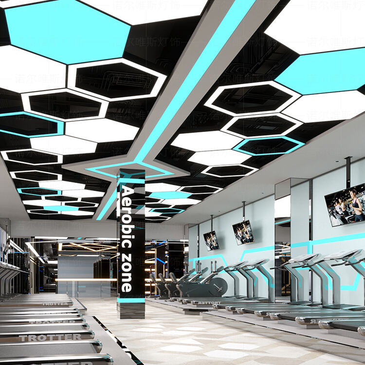 Inomhus 60 cm Hexagon LED-kronlampa – IP20 linjär hänglampa för hem, kontor, livsmedelsbutik och kommersiell belysning