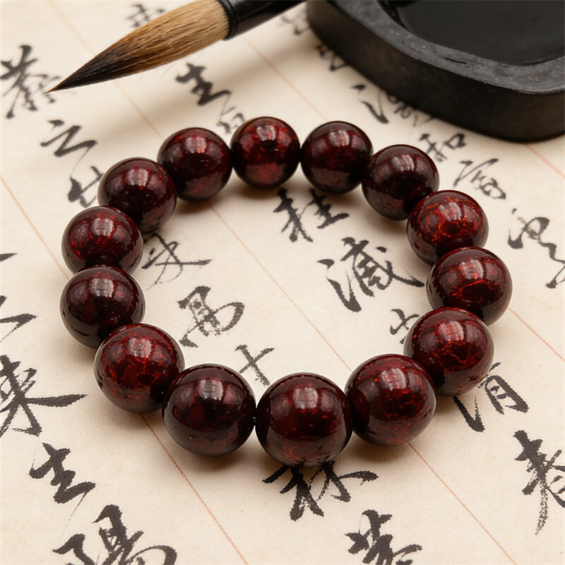 Handmade Fujian Lacquer Bead Bracelet Traditional Chinese Cultural Jewelry Gift