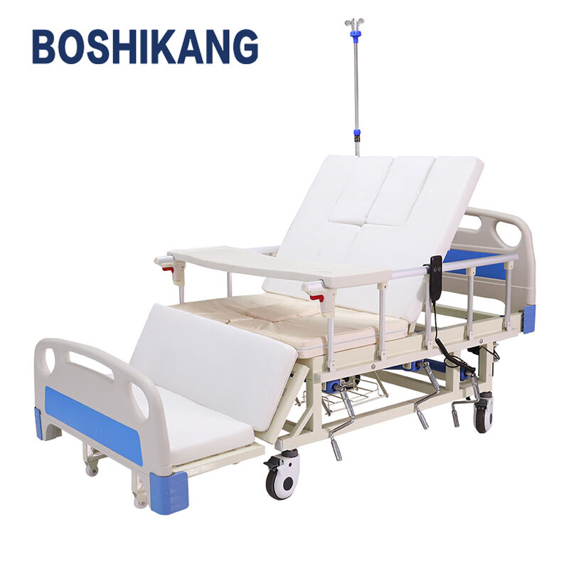 Home Care Nursing Bed  Electric Adjustable Elderly Medical Hospital Bed With IV pole