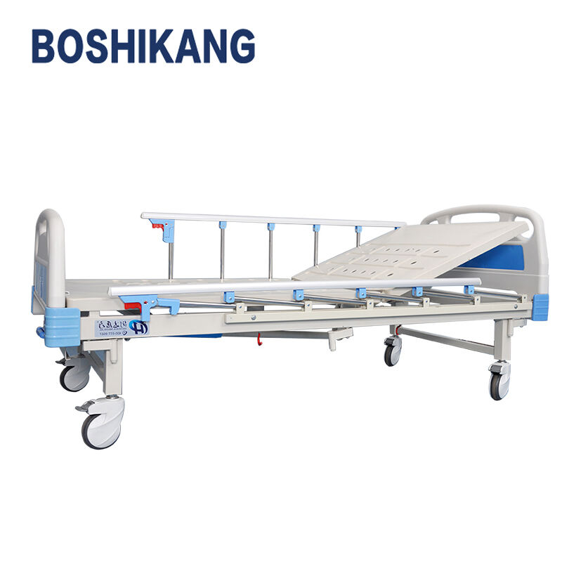 Manual Adjustable Hospital Bed with 1 Cranks and Side Rails for Safe Use