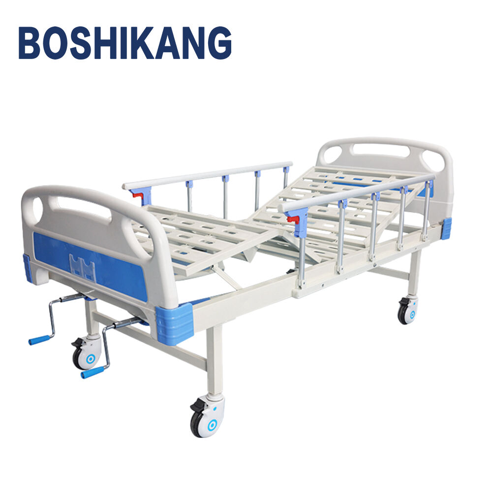 Economical Medical Bed with Manual 2 Cranks and Adjustable Head and Foot Sections