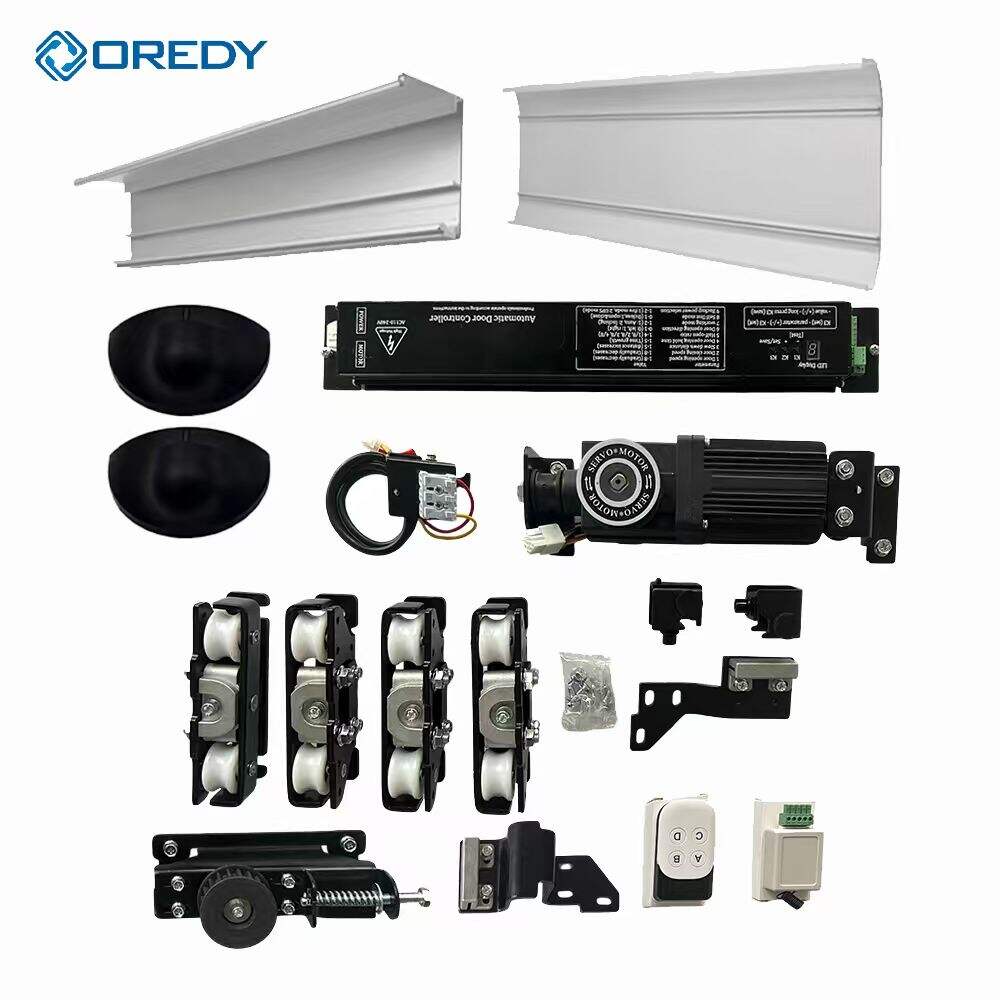 نظام تشغيل أبواب زجاجية تجارية من OREDY، يتضمن حساسًا وكهربائيات ومحركًا، مُستخدم في الفنادق ومراكز التسوق والمكاتب الإدارية لفتح الأبواب المنزلقة