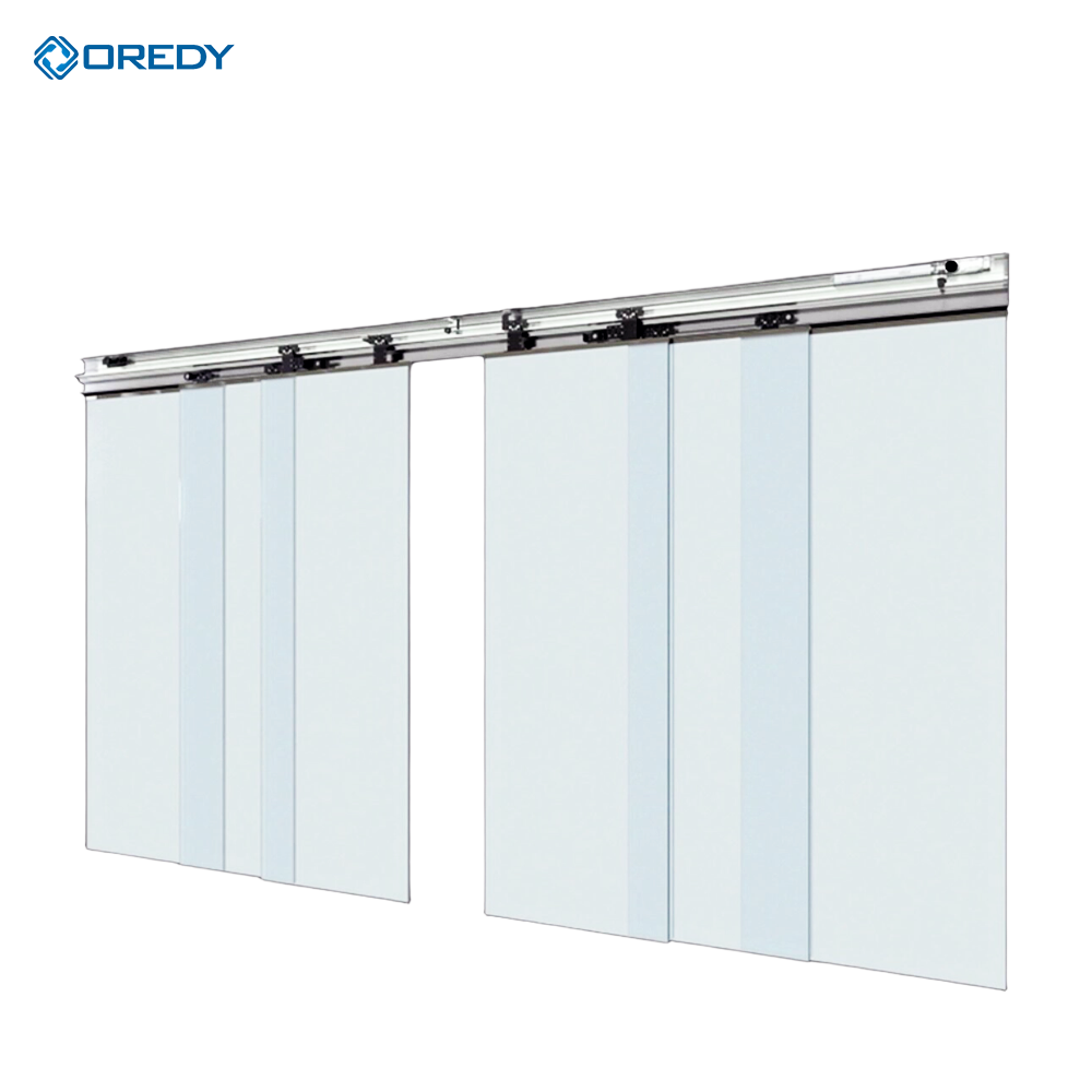 OREDY Automatikus teleszkópos csúszóajtó-rendszer, teleszkópos csúszóajtó, modern kereskedelmi ajtó, alumínium átfedő csúszóajtó