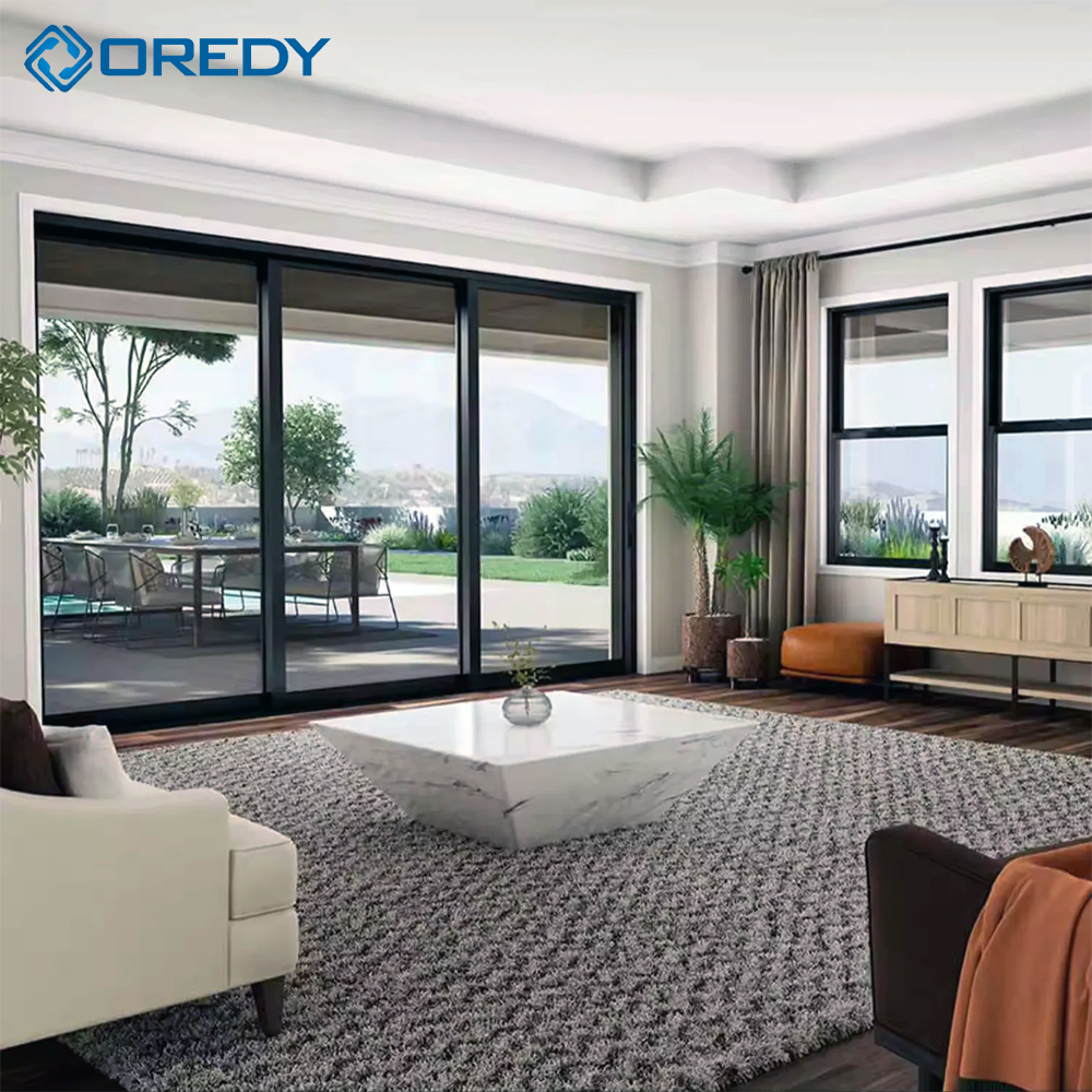 OREDY moderne sensorstyrt skyvedør med glasspanel og automatisk fjernkontroll for bruk på hotell og i supermarkeder, aluminiumsrammer med 1 års garanti