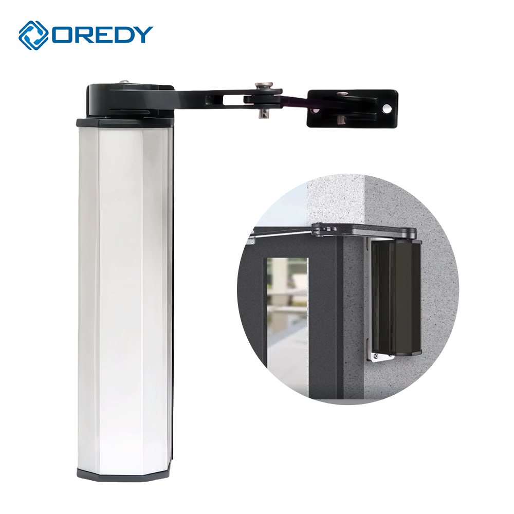 جهاز تشغيل أوتوماتيكي للأبواب المتأرجحة من OREDY بسعة 140 كجم، مُثبت على الجانب، مع تحكم عن بُعد وذراع محرك مقاوم للماء وفق معيار IP54، مخصص للأبواب الزجاجية