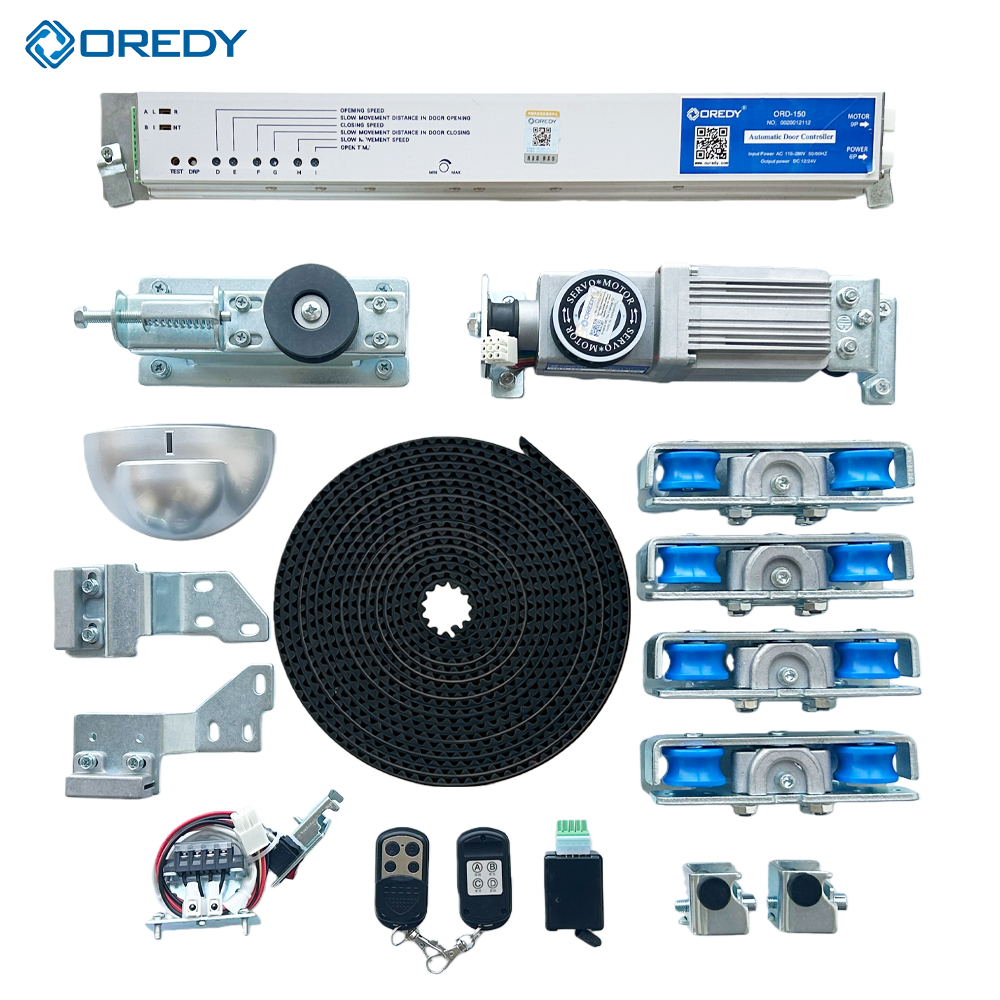 OREDY 150kg Çerçeve olmayan Cam Avtomatik Kaydırma Qapı Sistemi Kit Mikrodalğa Sensörü ilə