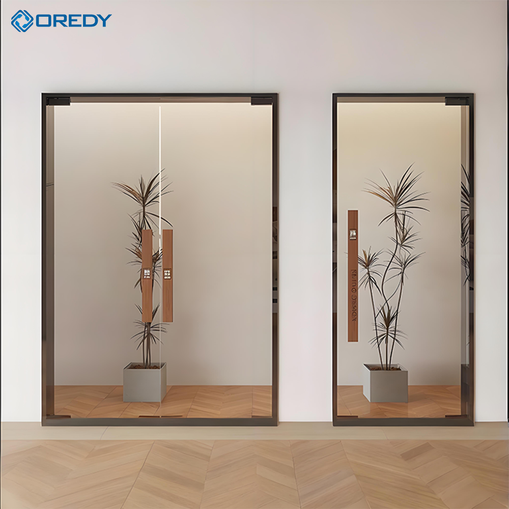OREDY Безрамна алуминиева стъклена врата за търговски вход – модерна врата за фасада на магазин