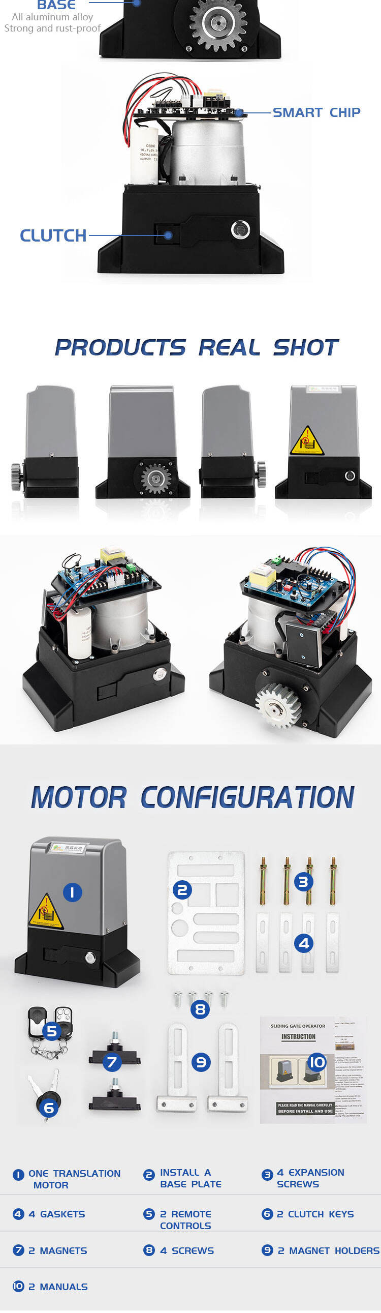 Oredy 600kg 1200kg 1600kg 2200kg bearing equipment almunium gate opener sliding door motor automatic supplier