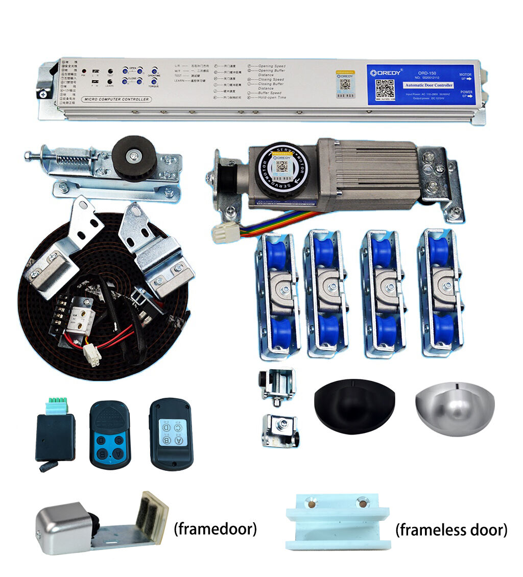 OREDY 150kg Frameless Glass Automatic Sliding Door System Kit With Microwave Sensor