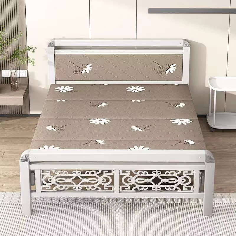 product modern design single iron bed frame durable metal folding bed platform for bedroom or apartment used in schools-2