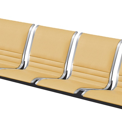 modern black pu leather  stainless steel 3 seat public waiting chair for airport hospital  commercial spaces-1