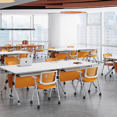 product foldable meeting chair conference room chairs office training folding plastic chair with writing board table attached and wheels-0