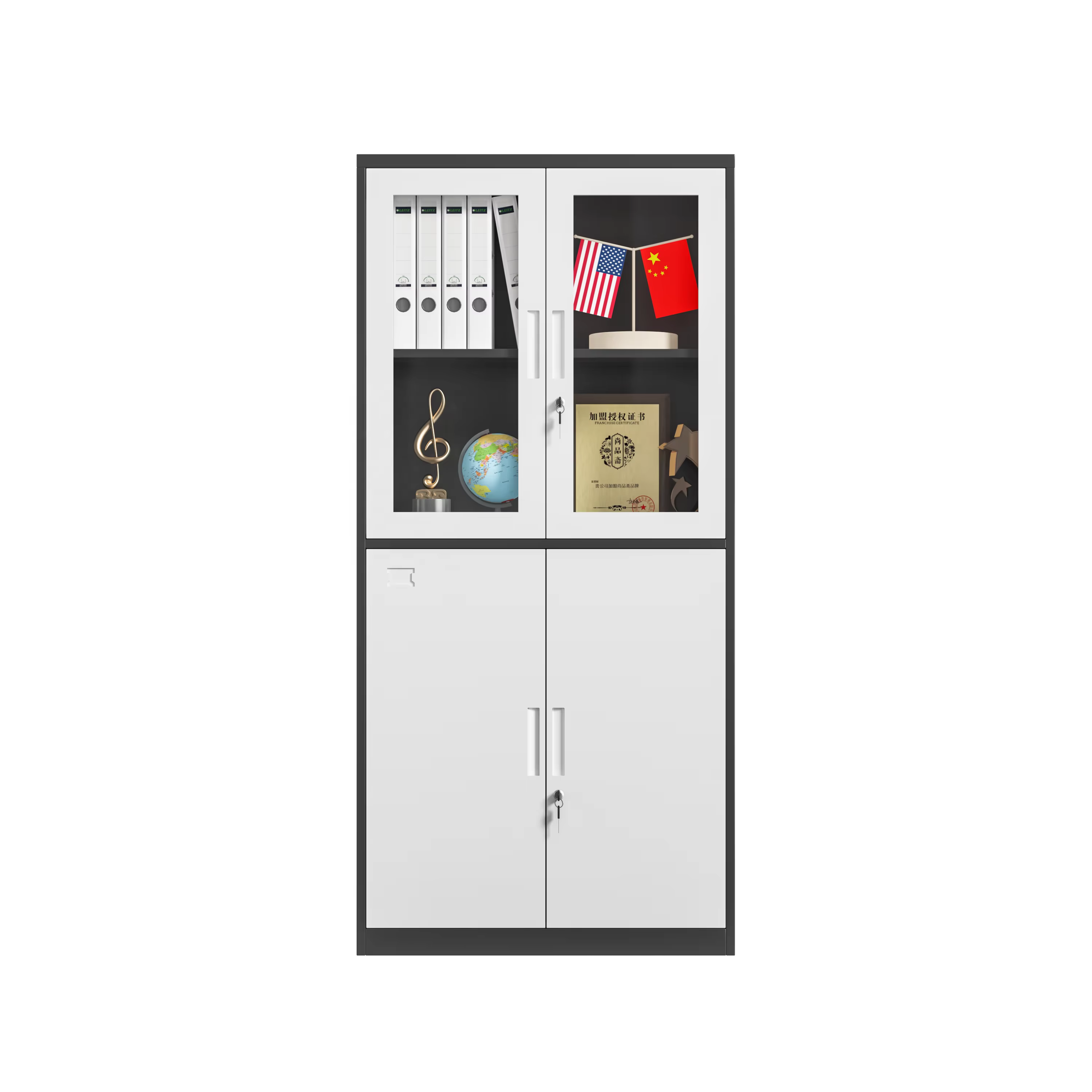 Luoyang Steel Commercial Office Furniture files storage glass door key lock cabinet customized size color metal filing cabinet details